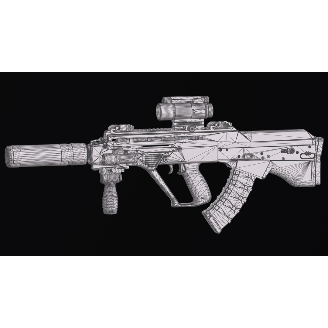 Vulkan Malyuk 3D Model – Low Poly Tactical Assault Rifle, Game Ready FBX - View 51