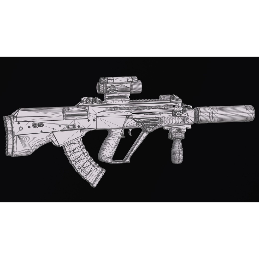 Vulkan Malyuk 3D Model – Low Poly Tactical Assault Rifle, Game Ready FBX - View 52