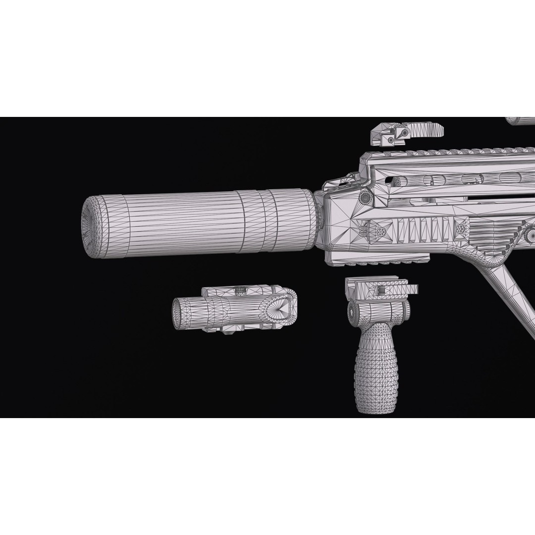 Vulkan Malyuk 3D Model – Low Poly Tactical Assault Rifle, Game Ready FBX - View 53