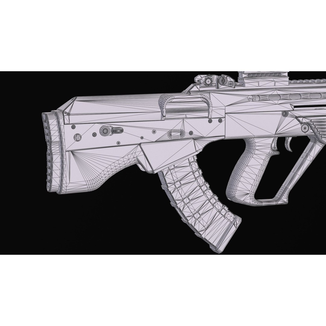 Vulkan Malyuk 3D Model – Low Poly Tactical Assault Rifle, Game Ready FBX - View 55