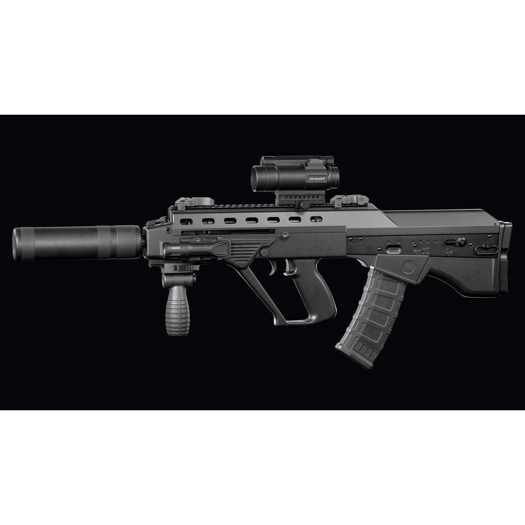 Vulkan Malyuk 3D Model – Low Poly Tactical Assault Rifle, Game Ready FBX - View 7