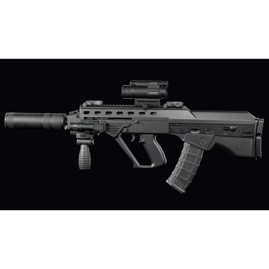 Vulkan Malyuk 3D Model – Low Poly Tactical Assault Rifle, Game Ready FBX - View 8