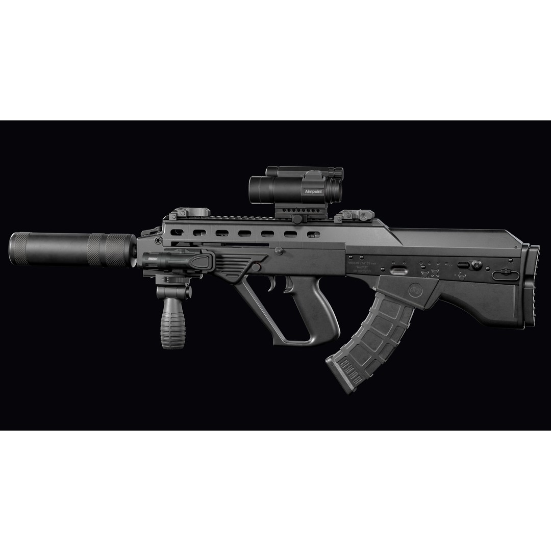 Vulkan Malyuk 3D Model – Low Poly Tactical Assault Rifle, Game Ready FBX - View 9