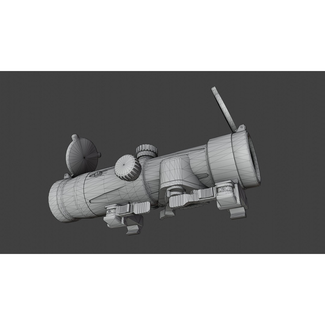PSU 1x 4x Scope 3D Model – Low Poly PBR Optic, FBX, OBJ - View 13