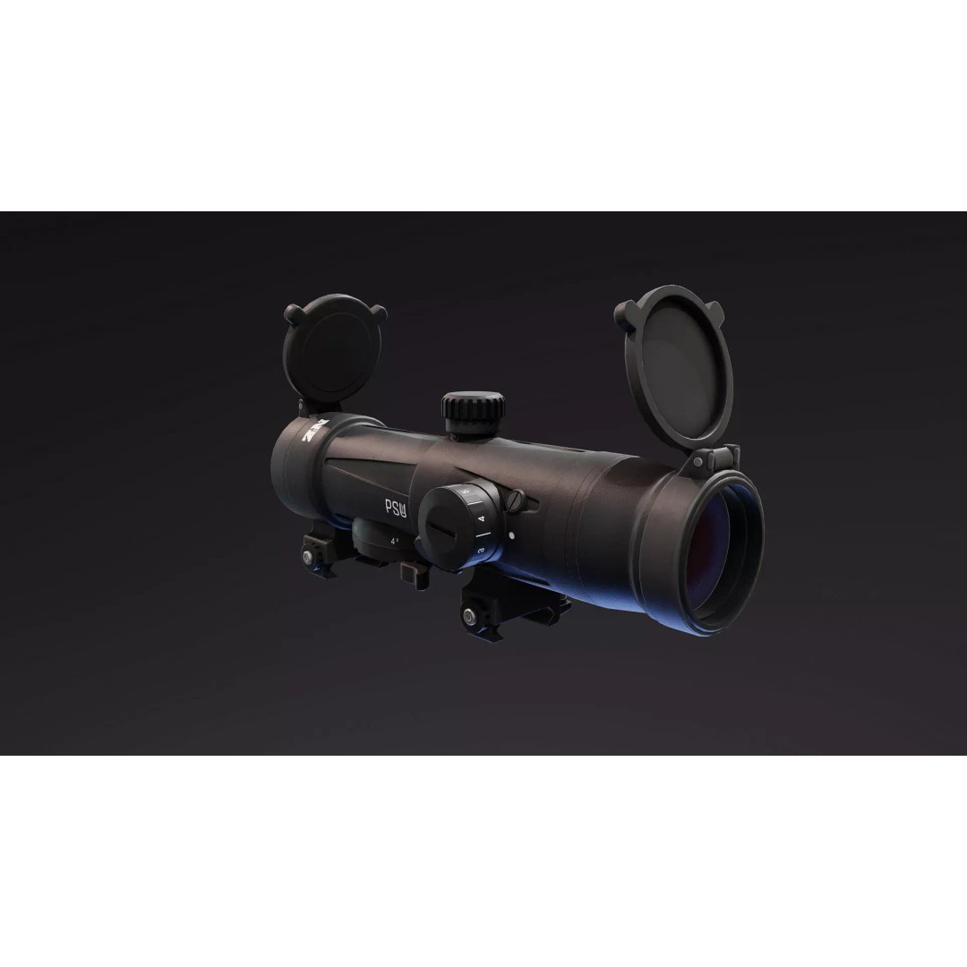 PSU 1x 4x Scope 3D Model – Low Poly PBR Optic, FBX, OBJ - View 2