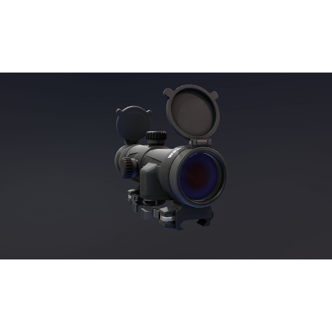 PSU 1x 4x Scope 3D Model – Low Poly PBR Optic, FBX, OBJ - View 4
