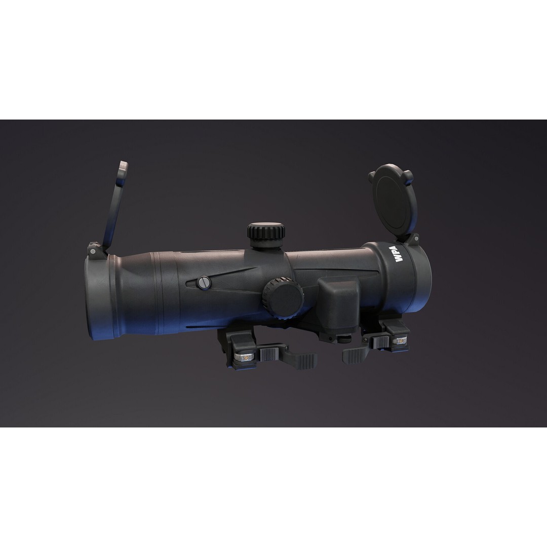PSU 1x 4x Scope 3D Model – Low Poly PBR Optic, FBX, OBJ - View 5