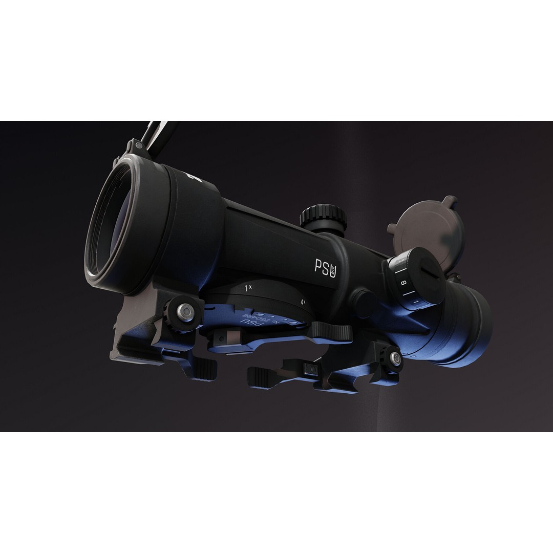 PSU 1x 4x Scope 3D Model – Low Poly PBR Optic, FBX, OBJ - View 7