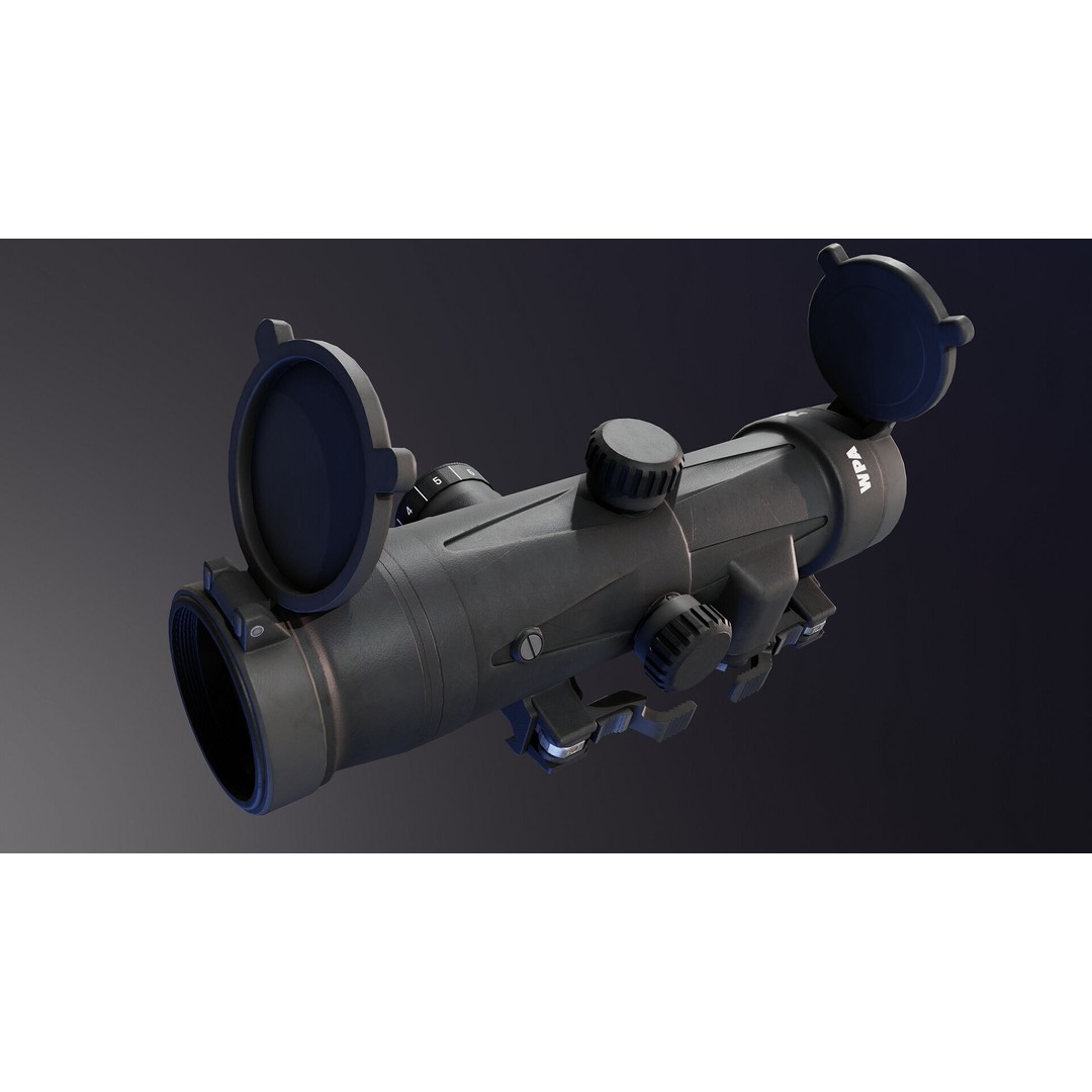 PSU 1x 4x Scope 3D Model – Low Poly PBR Optic, FBX, OBJ - View 8