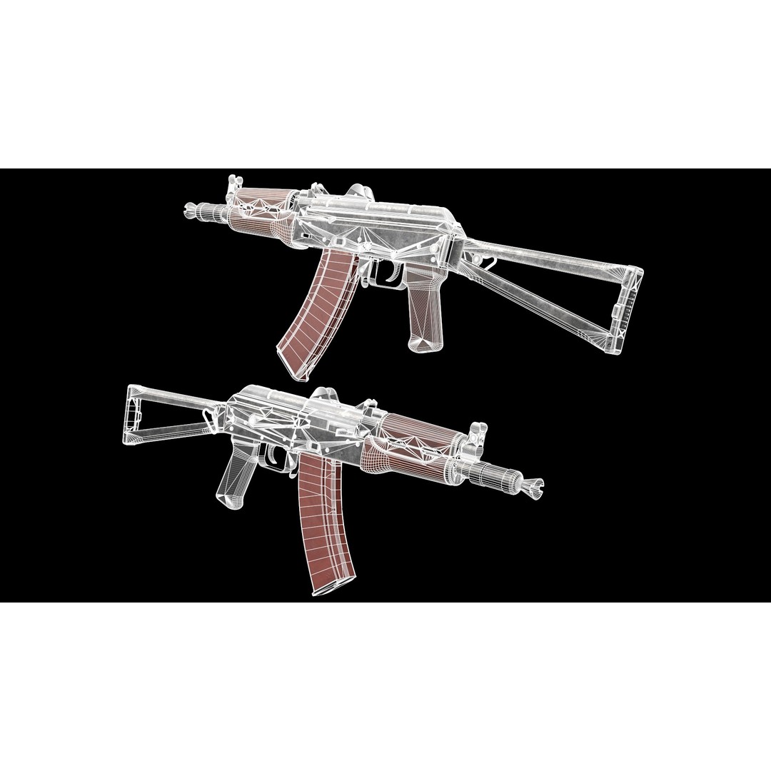 AKS-74U 3D Model – Low Poly Game Ready Rifle, FBX, PBR Textures