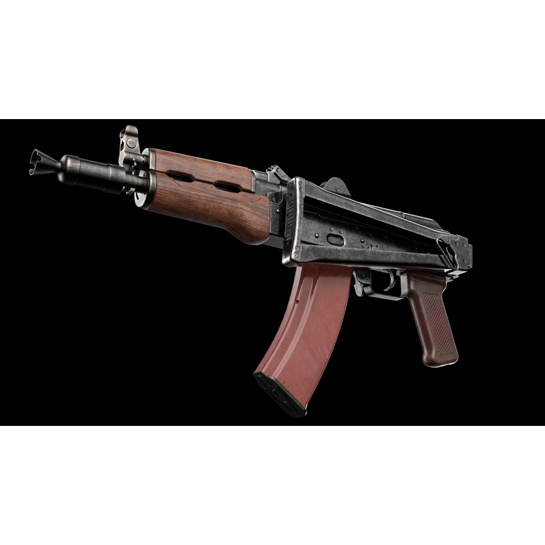 AKS-74U 3D Model – Low Poly Game Ready Rifle, FBX, PBR Textures - View 10