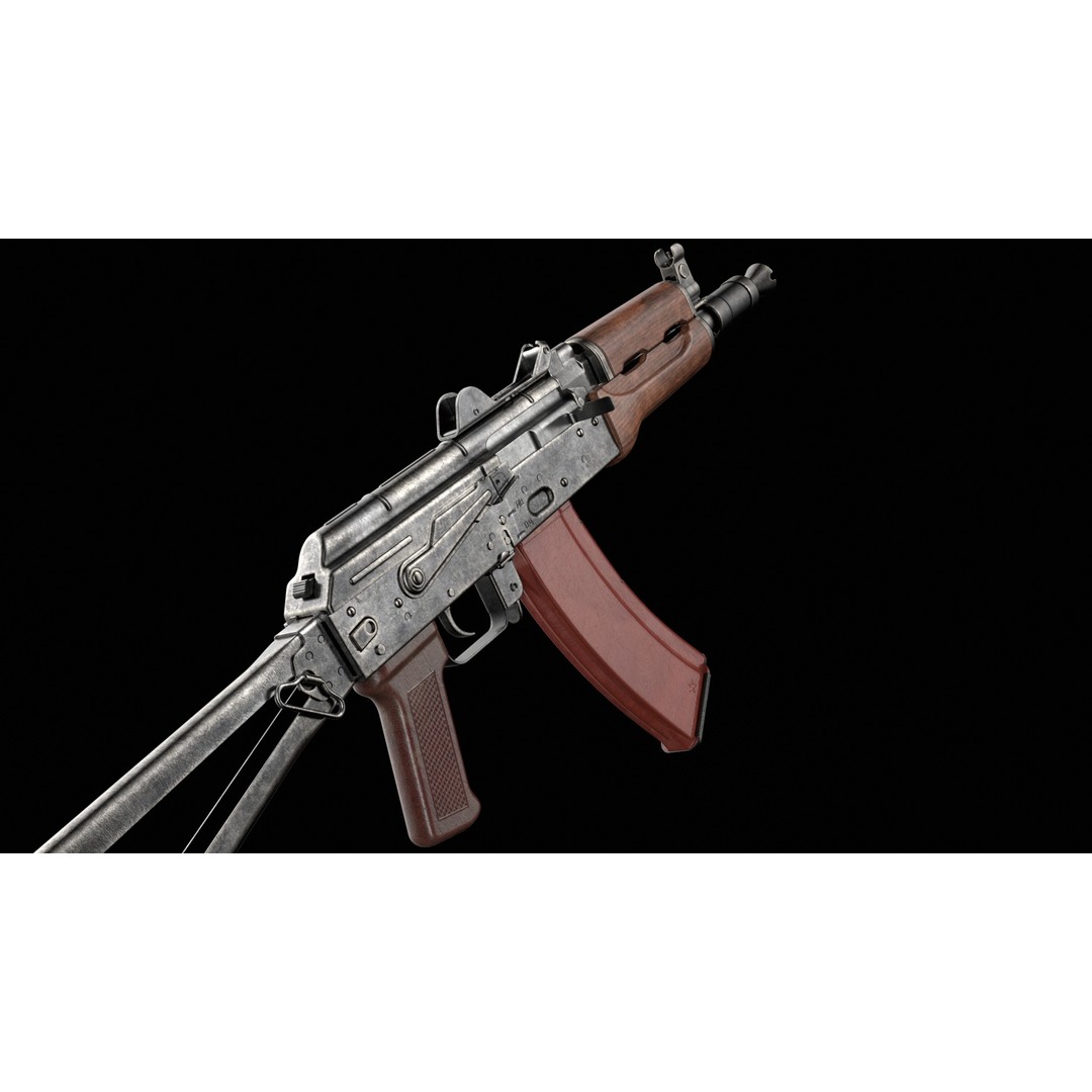 AKS-74U 3D Model – Low Poly Game Ready Rifle, FBX, PBR Textures - View 11