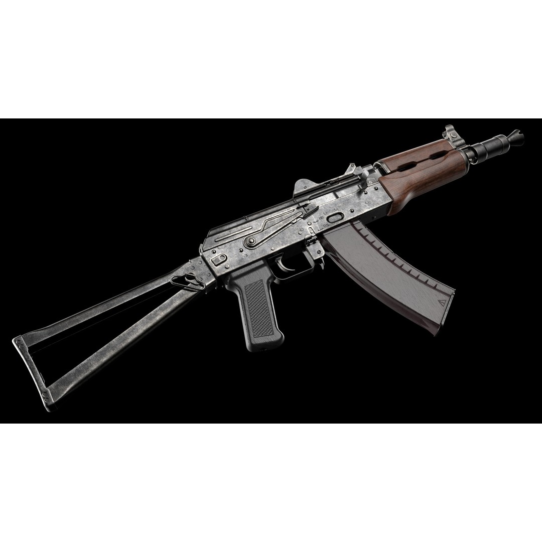 AKS-74U 3D Model – Low Poly Game Ready Rifle, FBX, PBR Textures - View 12