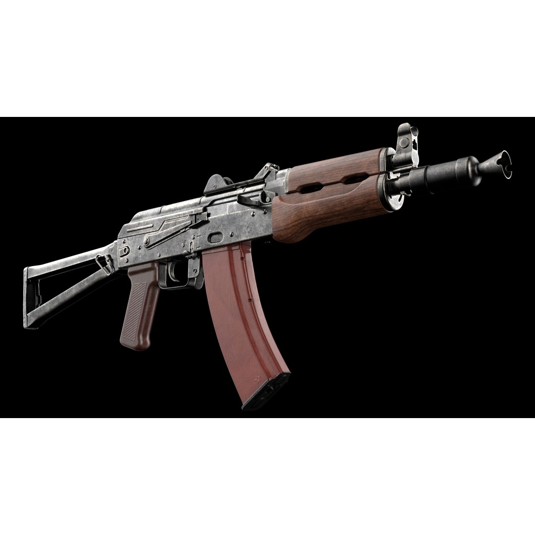 AKS-74U 3D Model – Low Poly Game Ready Rifle, FBX, PBR Textures - View 13