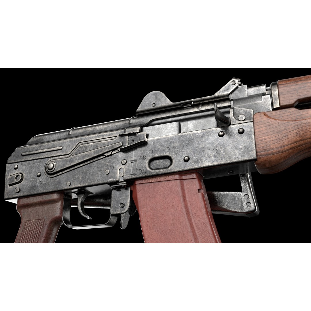 AKS-74U 3D Model – Low Poly Game Ready Rifle, FBX, PBR Textures - View 14