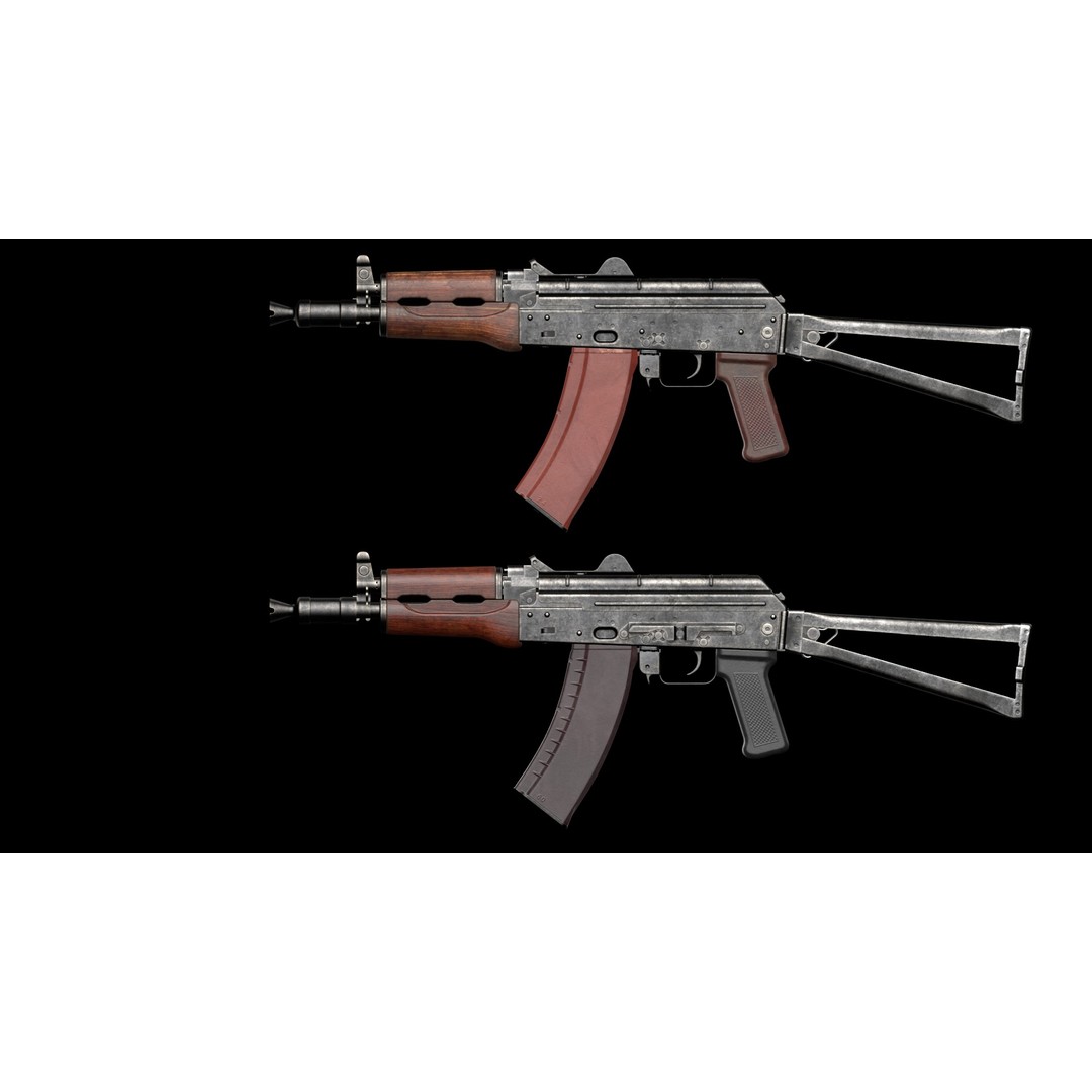 AKS-74U 3D Model – Low Poly Game Ready Rifle, FBX, PBR Textures - View 15