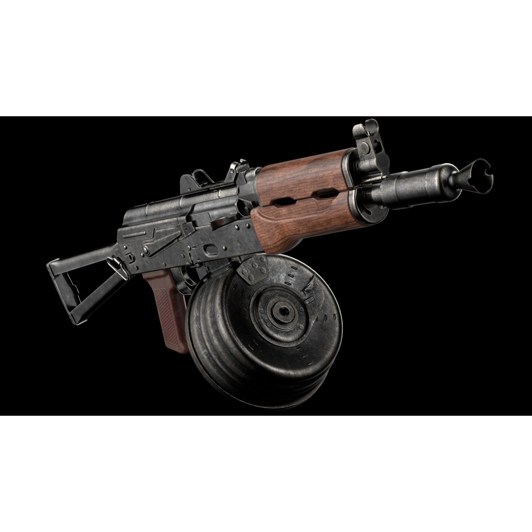 AKS-74U 3D Model – Low Poly Game Ready Rifle, FBX, PBR Textures - View 16