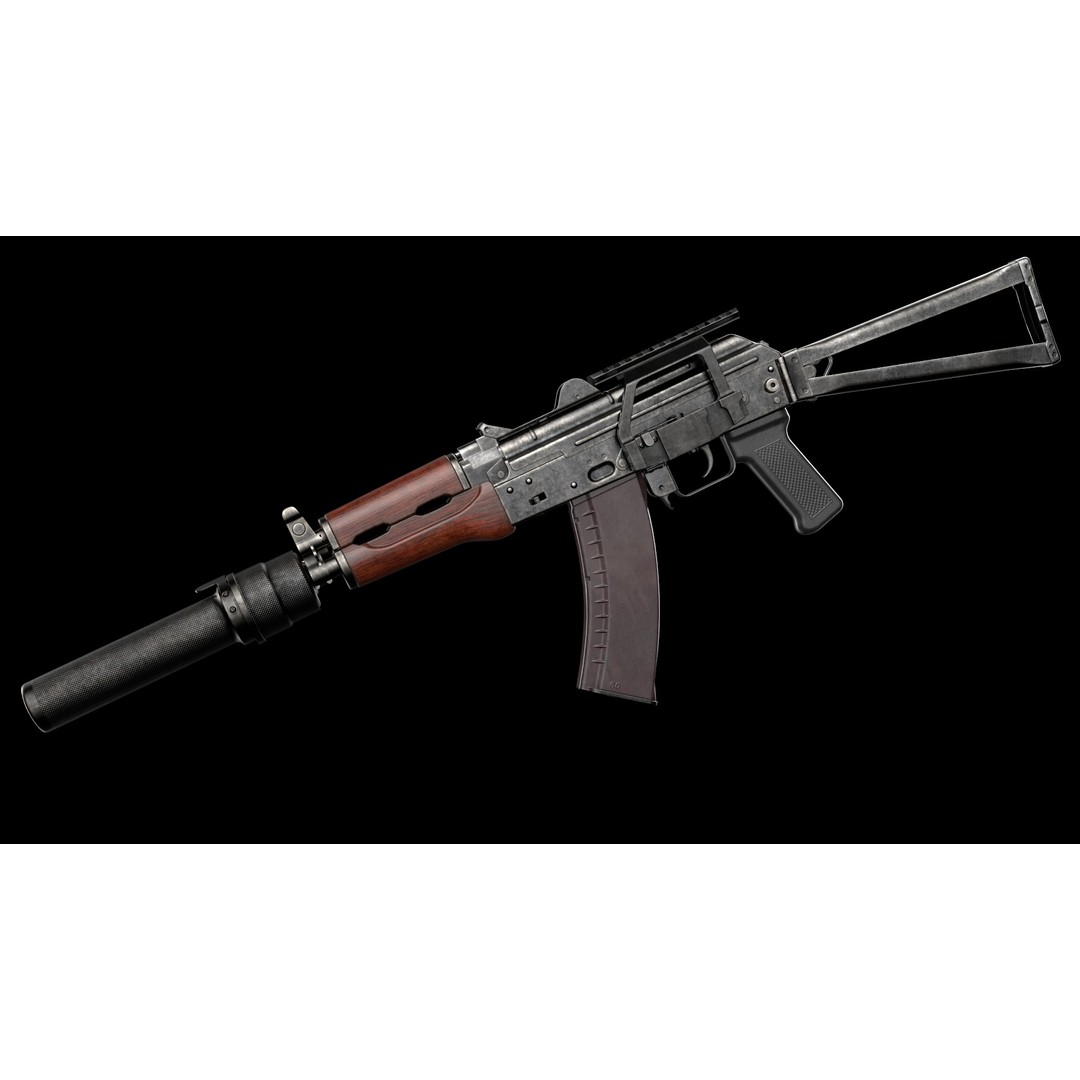 AKS-74U 3D Model – Low Poly Game Ready Rifle, FBX, PBR Textures - View 17