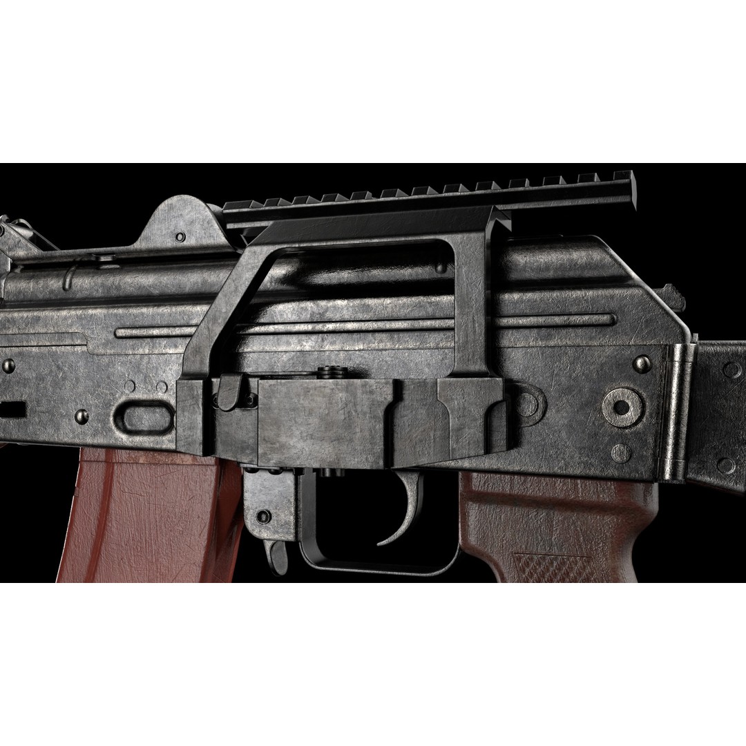 AKS-74U 3D Model – Low Poly Game Ready Rifle, FBX, PBR Textures - View 18