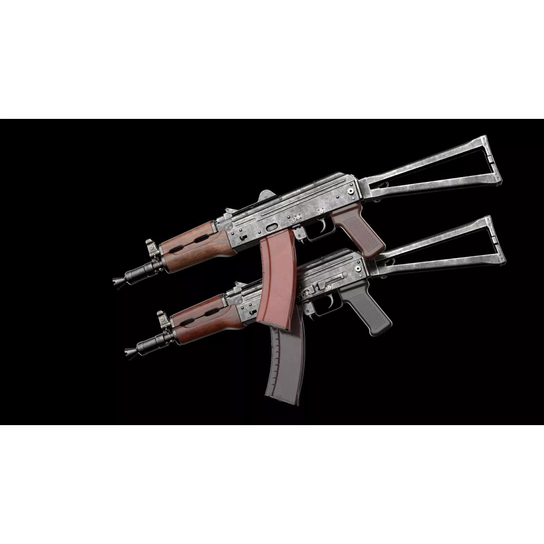 AKS-74U 3D Model – Low Poly Game Ready Rifle, FBX, PBR Textures - View 2