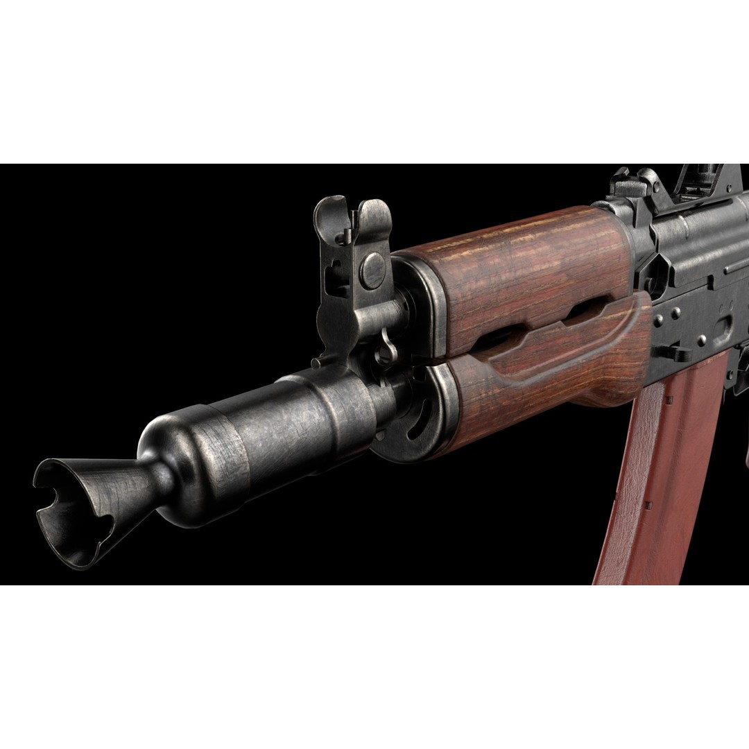 AKS-74U 3D Model – Low Poly Game Ready Rifle, FBX, PBR Textures - View 22