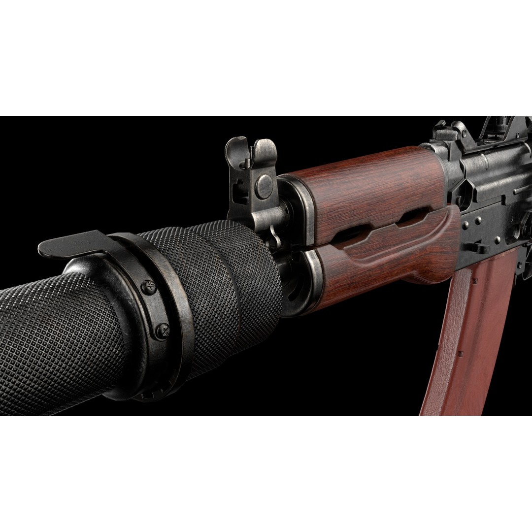 AKS-74U 3D Model – Low Poly Game Ready Rifle, FBX, PBR Textures - View 23