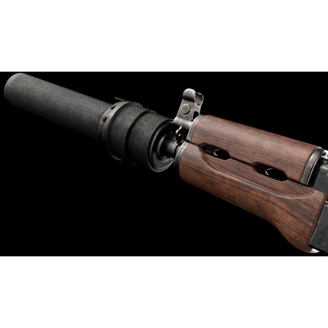 AKS-74U 3D Model – Low Poly Game Ready Rifle, FBX, PBR Textures - View 24