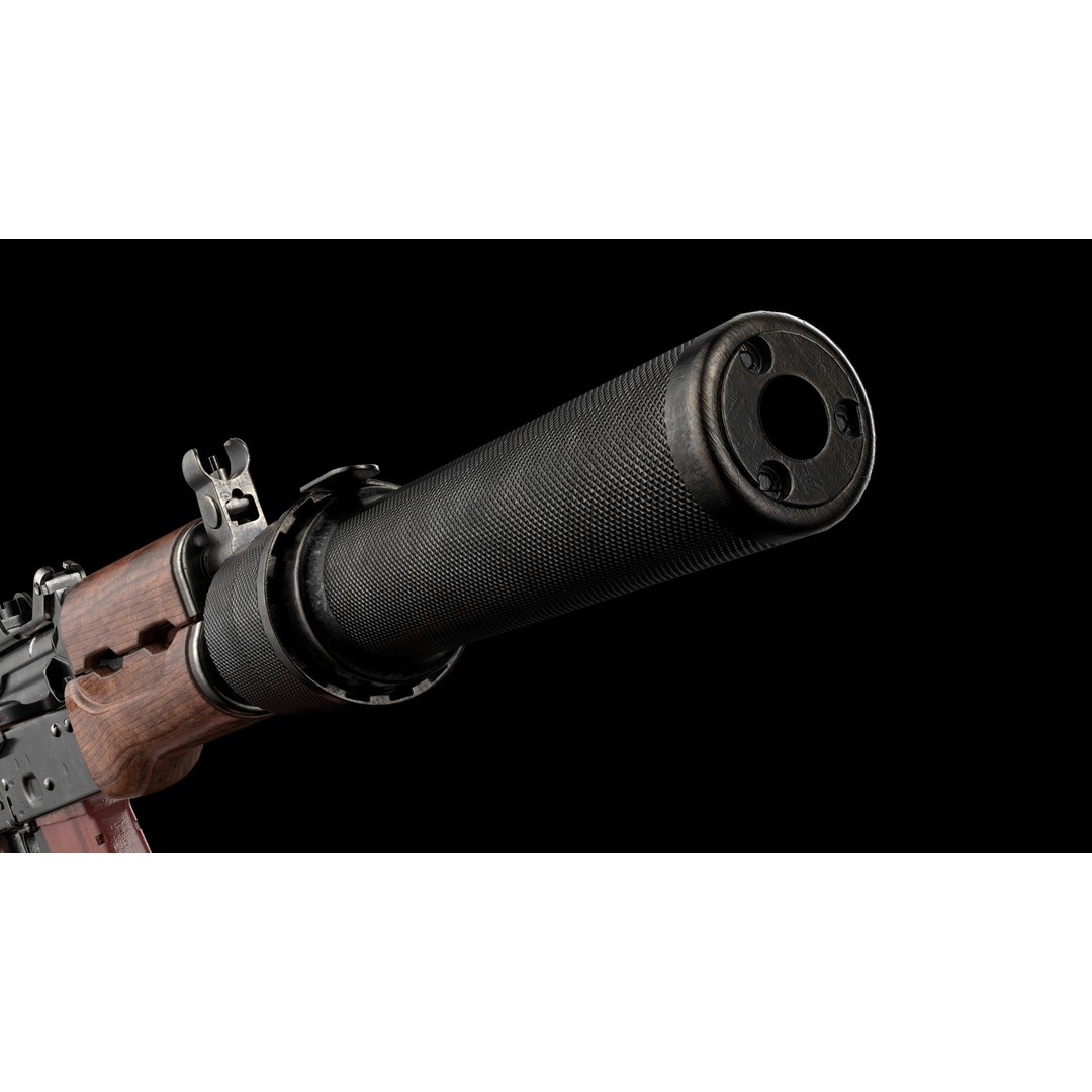AKS-74U 3D Model – Low Poly Game Ready Rifle, FBX, PBR Textures - View 25