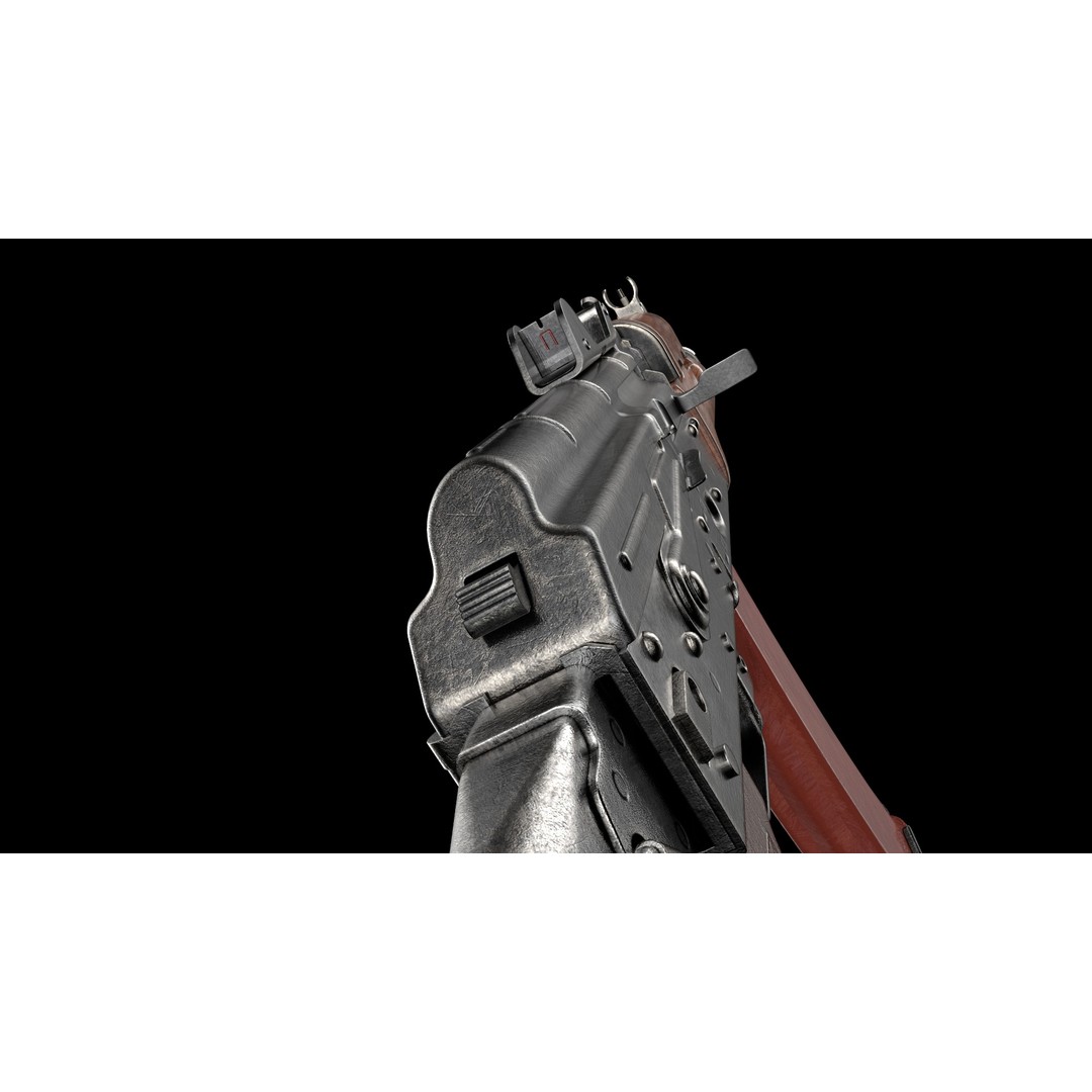 AKS-74U 3D Model – Low Poly Game Ready Rifle, FBX, PBR Textures - View 29