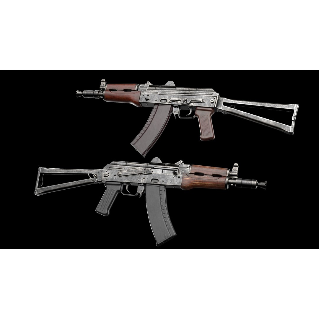 AKS-74U 3D Model – Low Poly Game Ready Rifle, FBX, PBR Textures - View 3