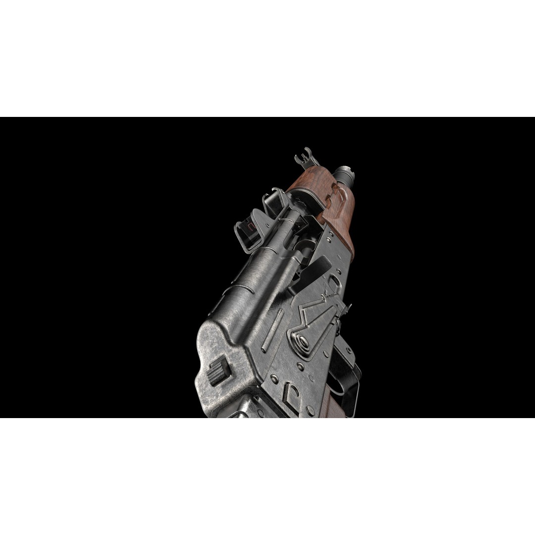 AKS-74U 3D Model – Low Poly Game Ready Rifle, FBX, PBR Textures - View 30