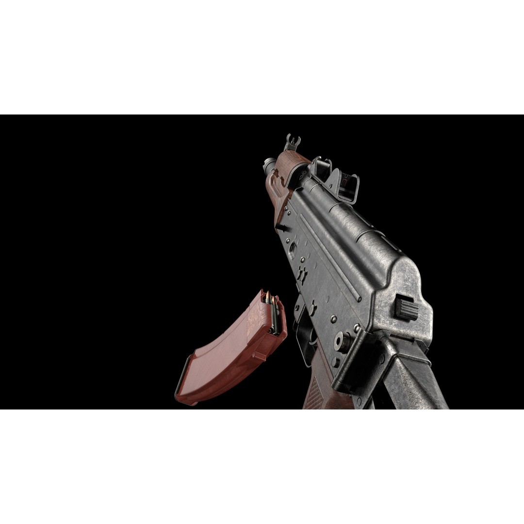 AKS-74U 3D Model – Low Poly Game Ready Rifle, FBX, PBR Textures - View 31