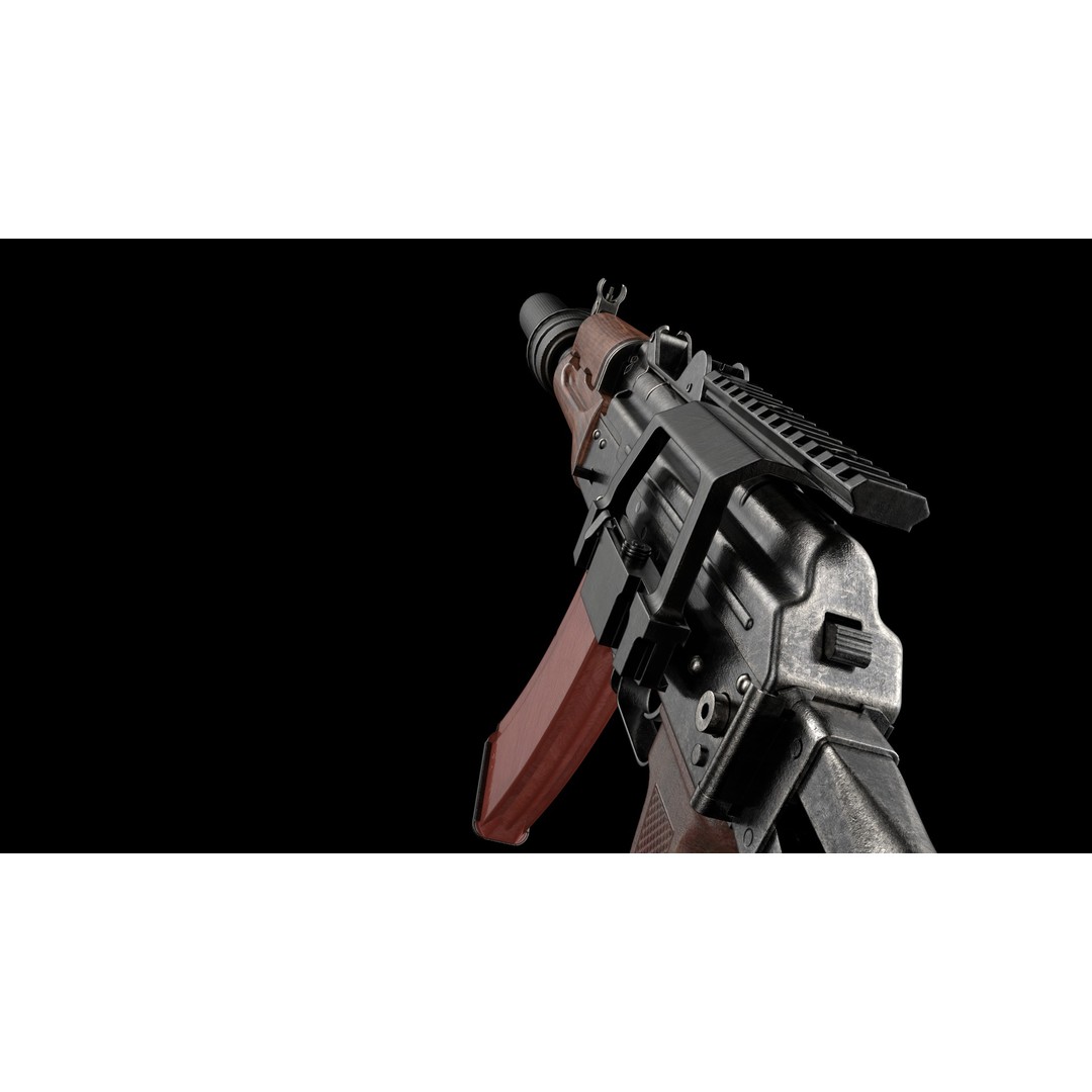 AKS-74U 3D Model – Low Poly Game Ready Rifle, FBX, PBR Textures - View 32