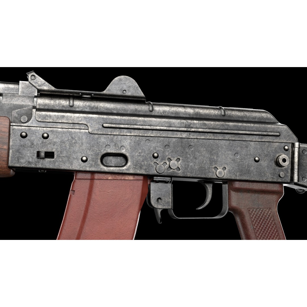 AKS-74U 3D Model – Low Poly Game Ready Rifle, FBX, PBR Textures - View 6