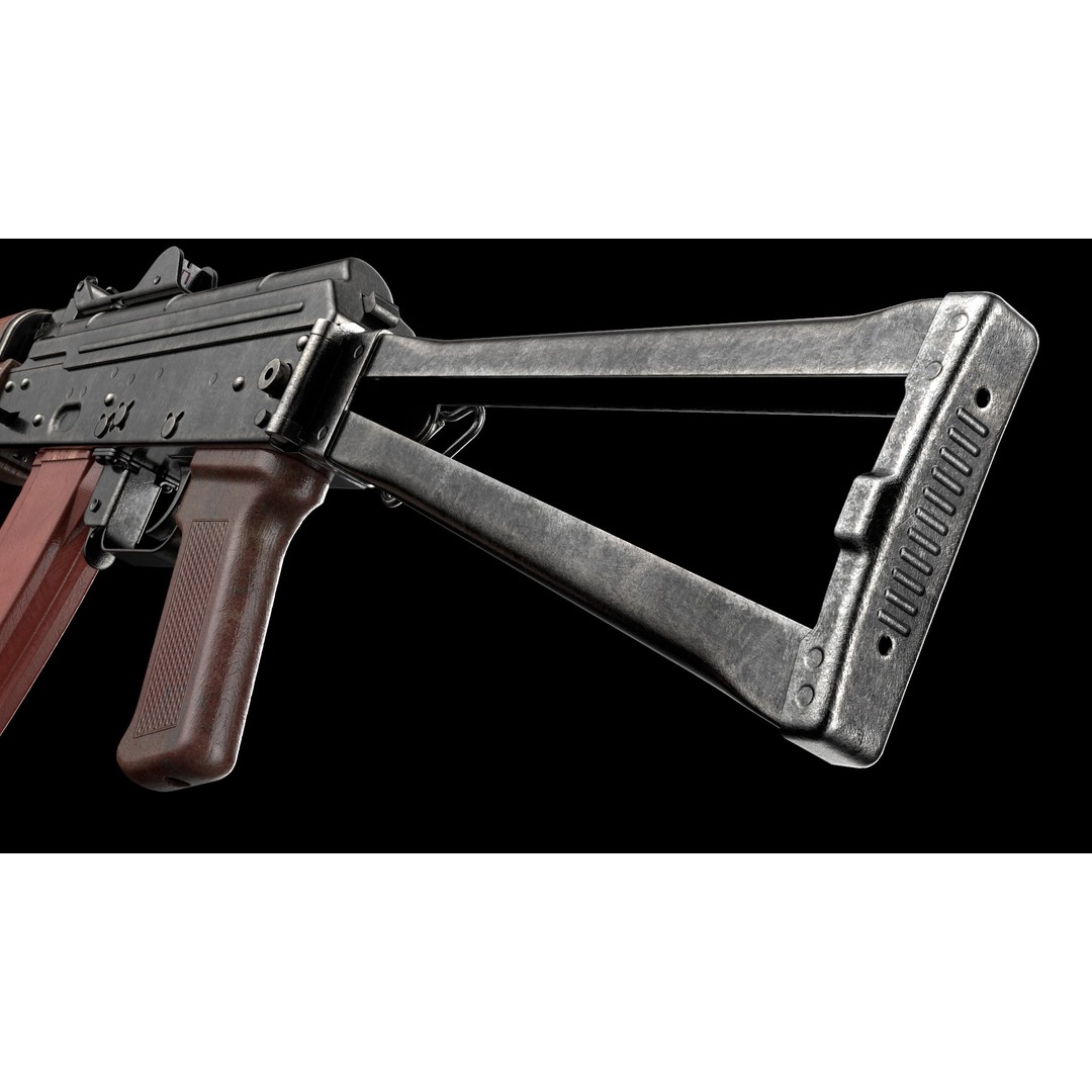 AKS-74U 3D Model – Low Poly Game Ready Rifle, FBX, PBR Textures - View 8