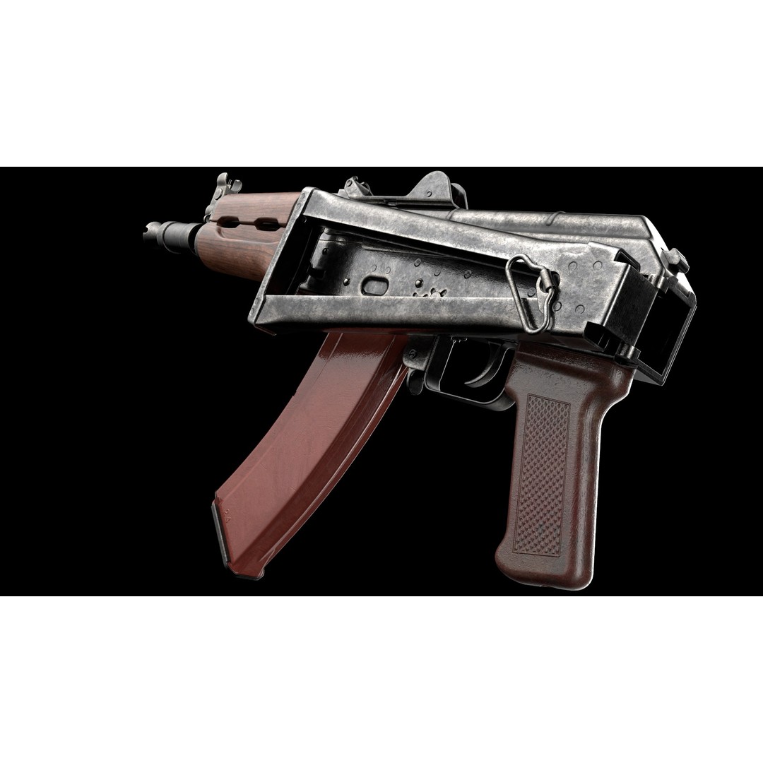AKS-74U 3D Model – Low Poly Game Ready Rifle, FBX, PBR Textures - View 9
