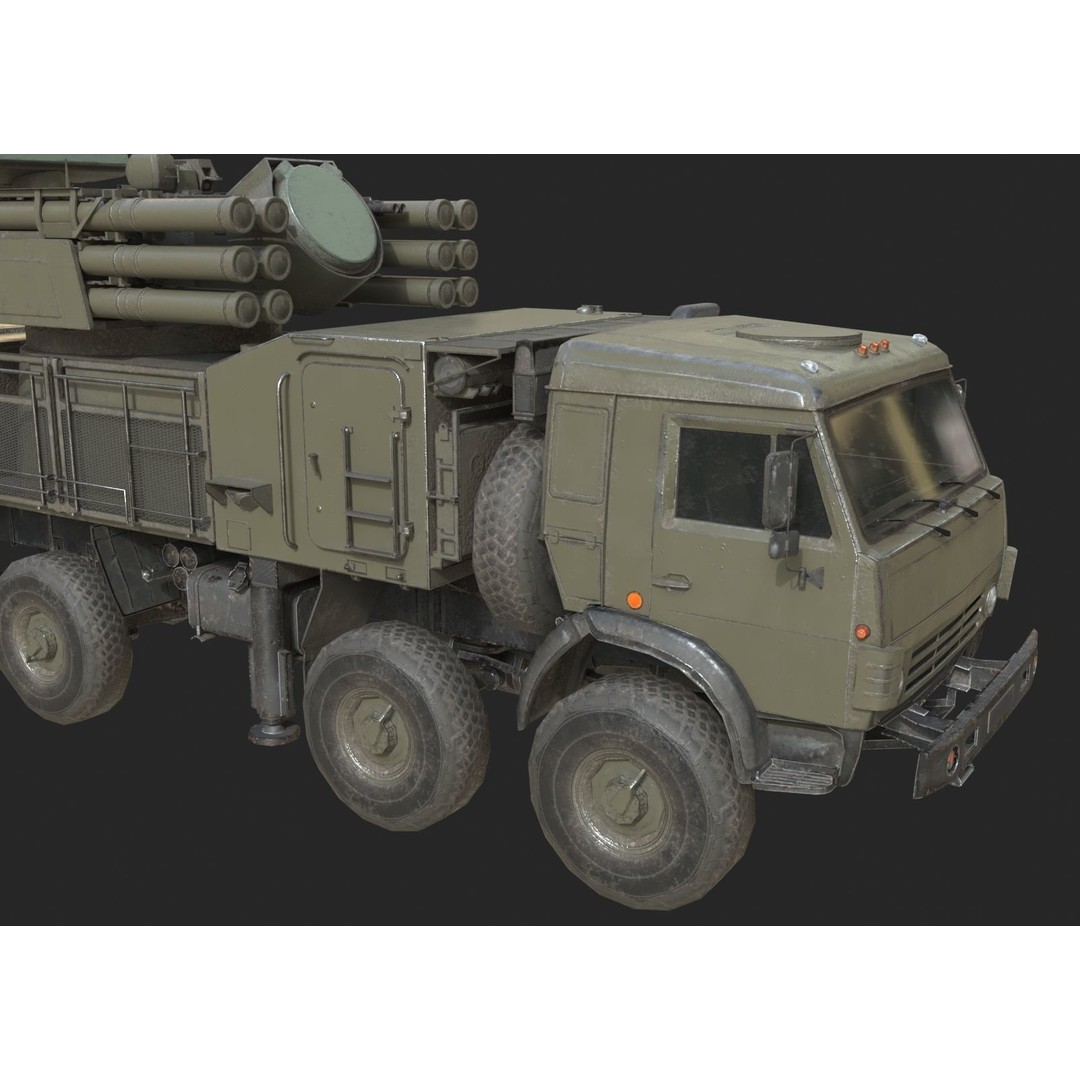 Pantsir S1 3D Model – Low Poly Military Vehicle, FBX, OBJ - View 10