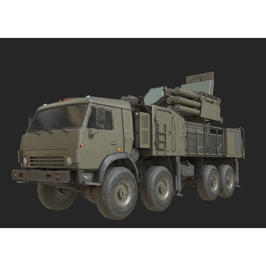 Pantsir S1 3D Model – Low Poly Military Vehicle, FBX, OBJ - View 3