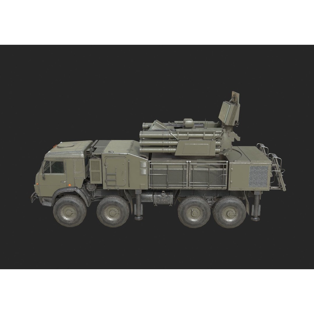 Pantsir S1 3D Model – Low Poly Military Vehicle, FBX, OBJ - View 4