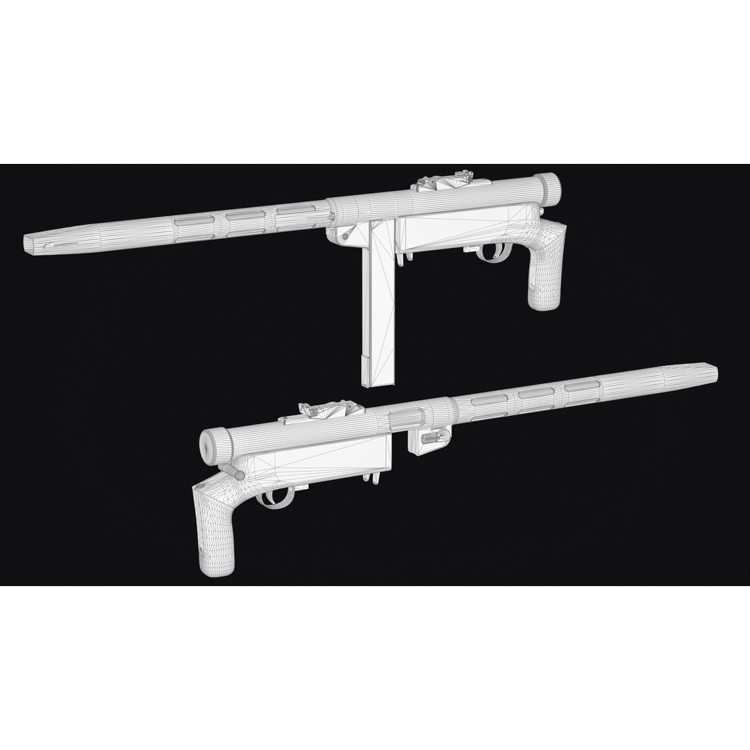 Suomi KP-31 3D Model – Low Poly Military Gun Asset, FBX & OBJ - View 10