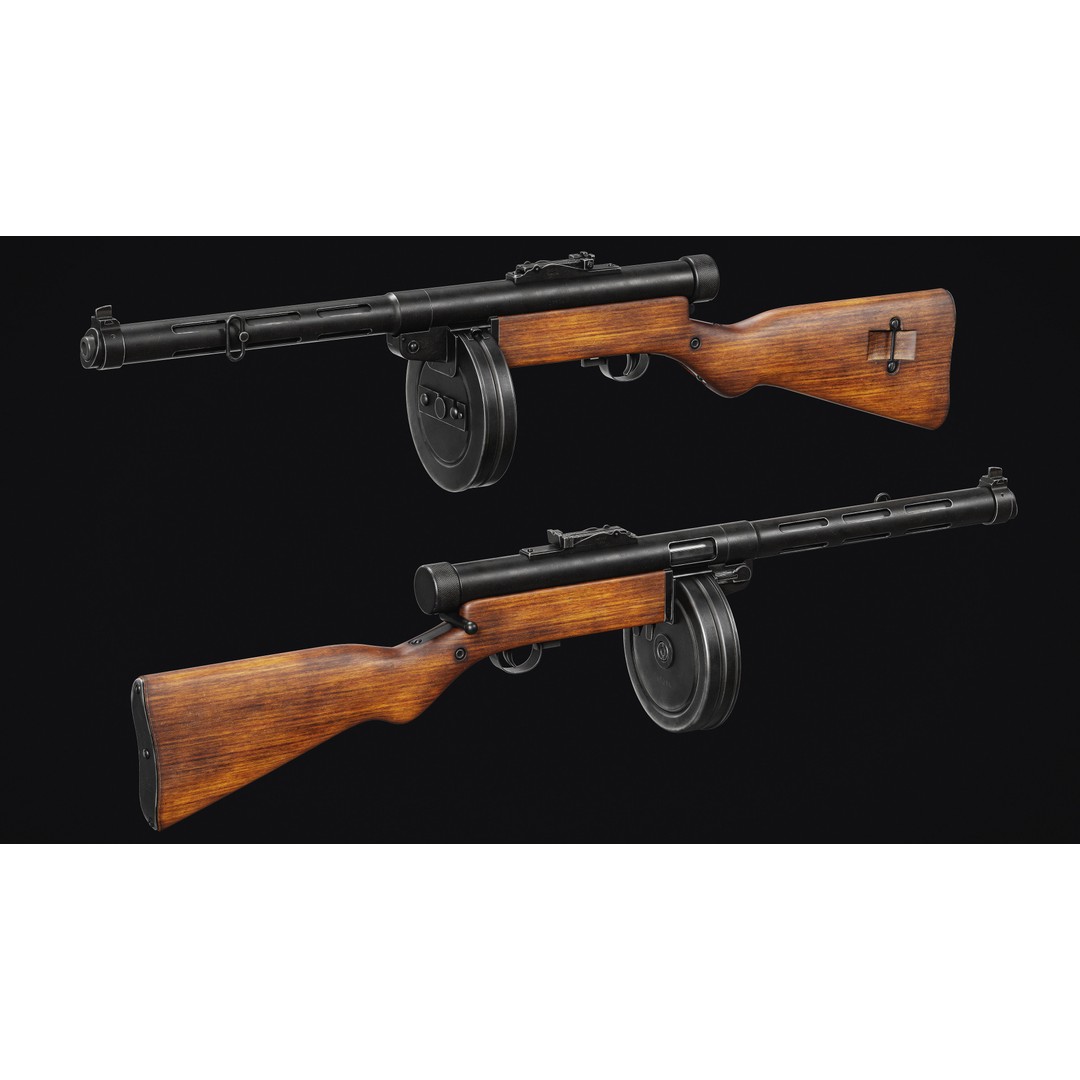 Suomi KP-31 3D Model – Low Poly Military Gun Asset, FBX & OBJ - View 3