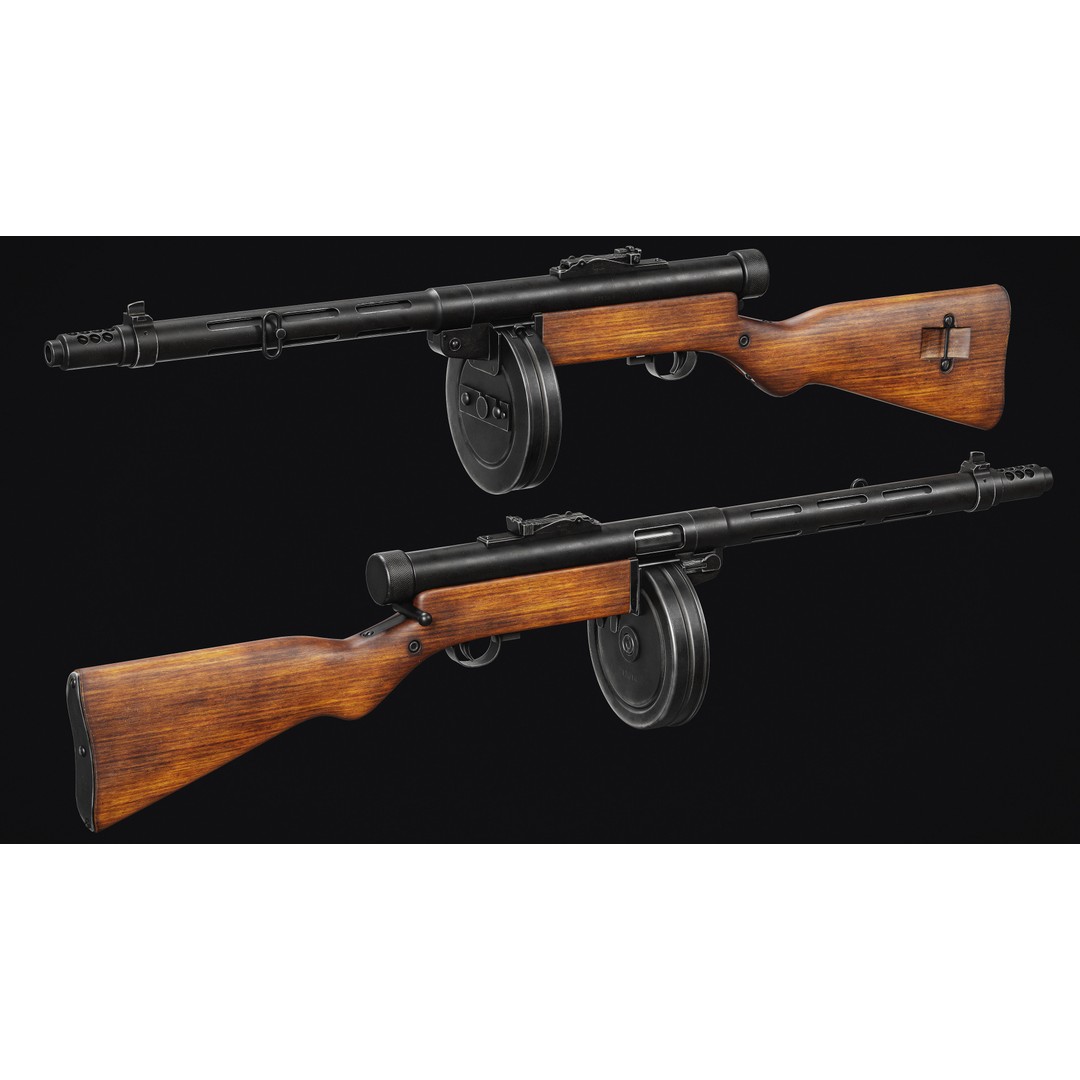 Suomi KP-31 3D Model – Low Poly Military Gun Asset, FBX & OBJ - View 4