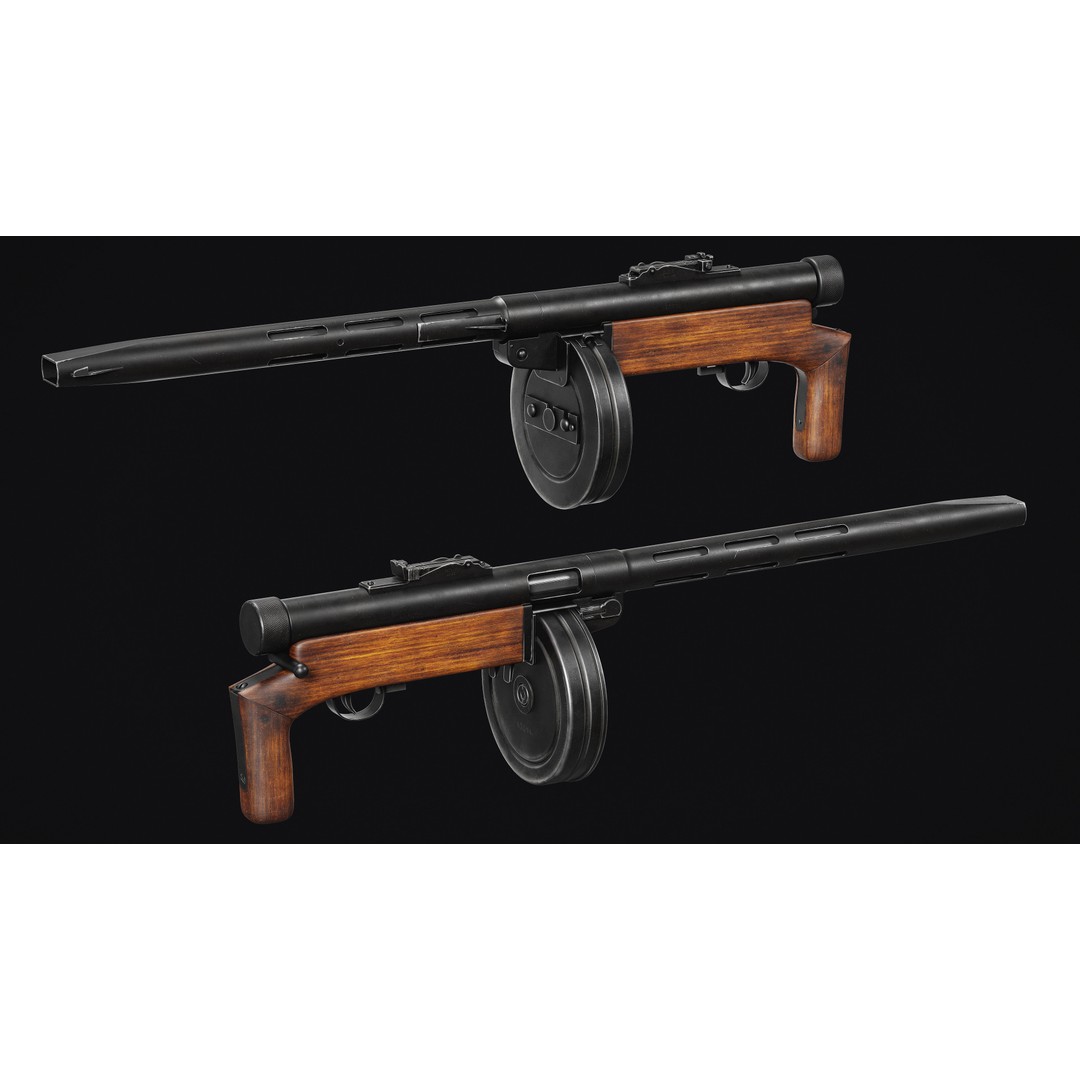 Suomi KP-31 3D Model – Low Poly Military Gun Asset, FBX & OBJ - View 5