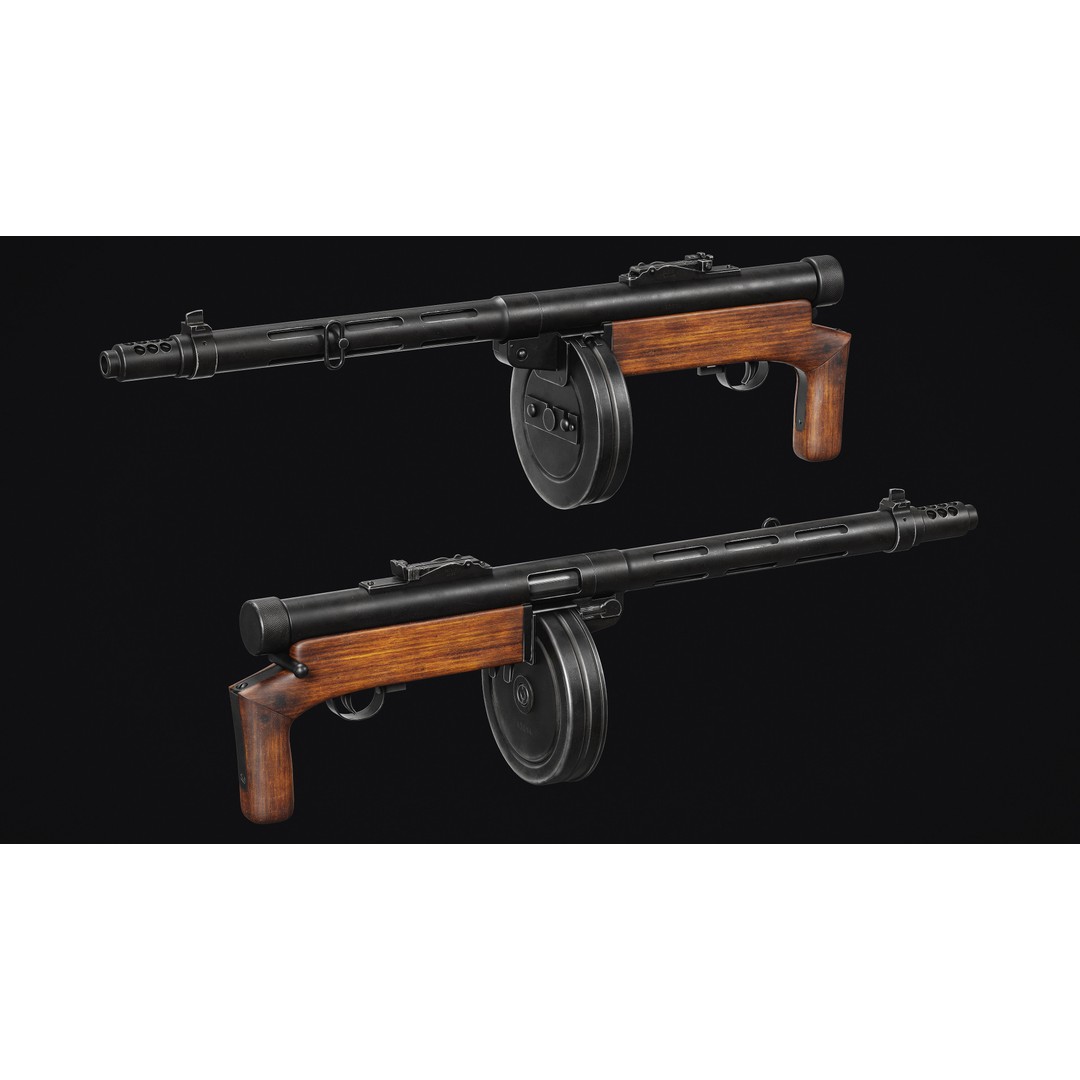 Suomi KP-31 3D Model – Low Poly Military Gun Asset, FBX & OBJ - View 6