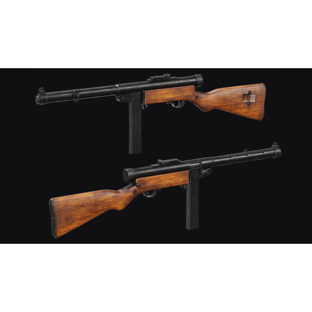Suomi KP-31 3D Model – Low Poly Military Gun Asset, FBX & OBJ - View 7