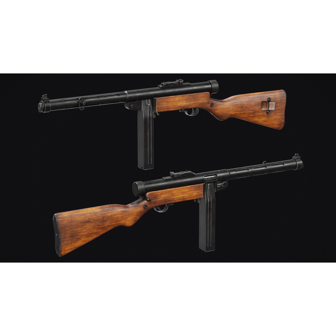 Suomi KP-31 3D Model – Low Poly Military Gun Asset, FBX & OBJ - View 8