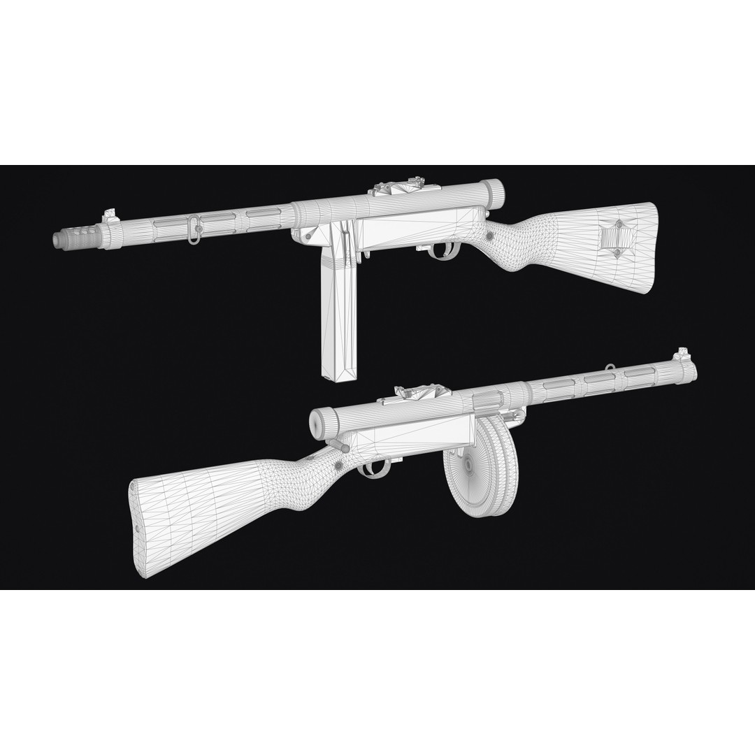 Suomi KP-31 3D Model – Low Poly Military Gun Asset, FBX & OBJ - View 9