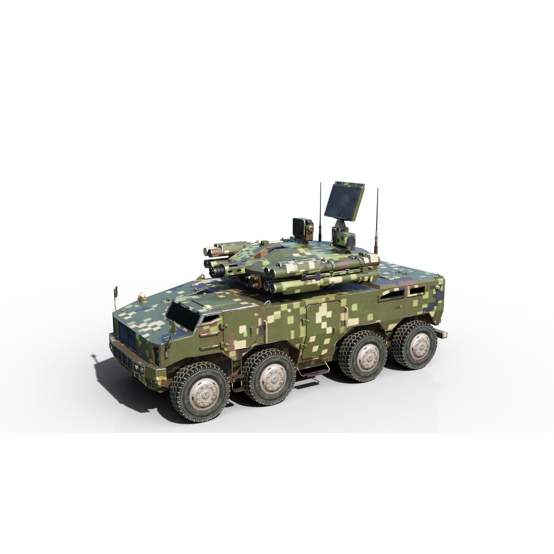 PLA Type 625E AA Gun Missile System 3D Model – Low Poly Military Vehicle, FBX - View 3