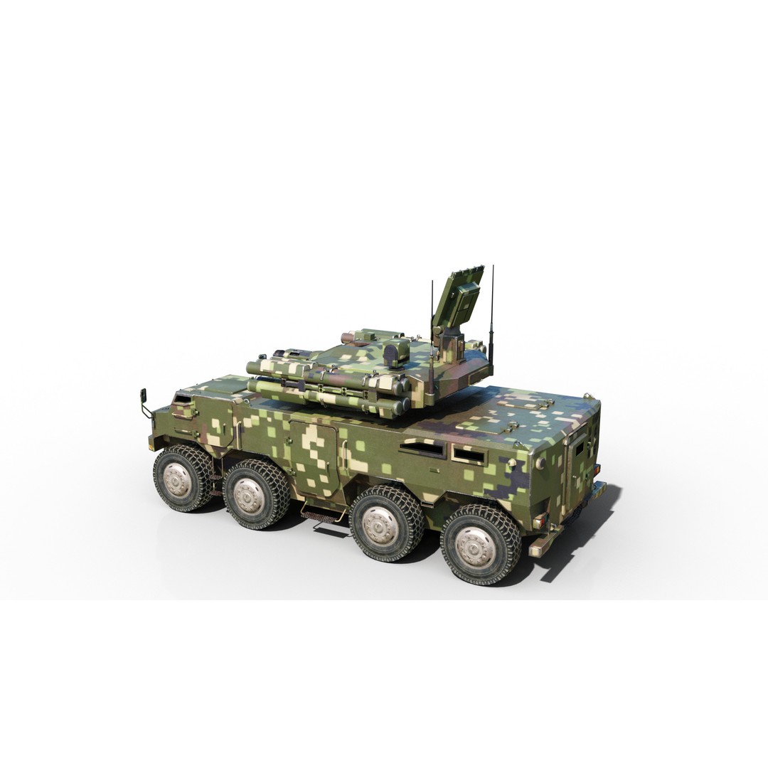PLA Type 625E AA Gun Missile System 3D Model – Low Poly Military Vehicle, FBX - View 4