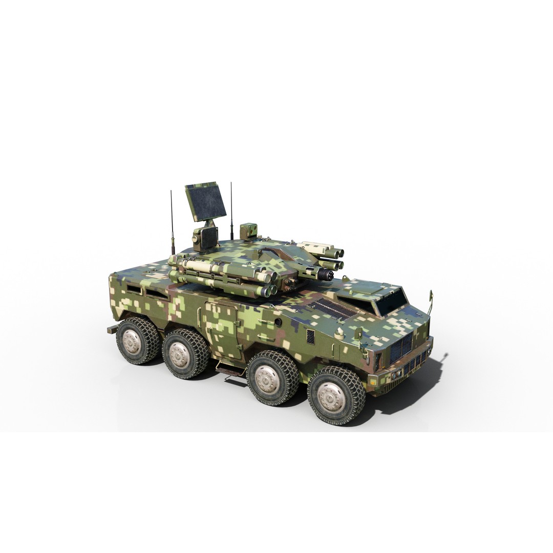PLA Type 625E AA Gun Missile System 3D Model – Low Poly Military Vehicle, FBX - View 5